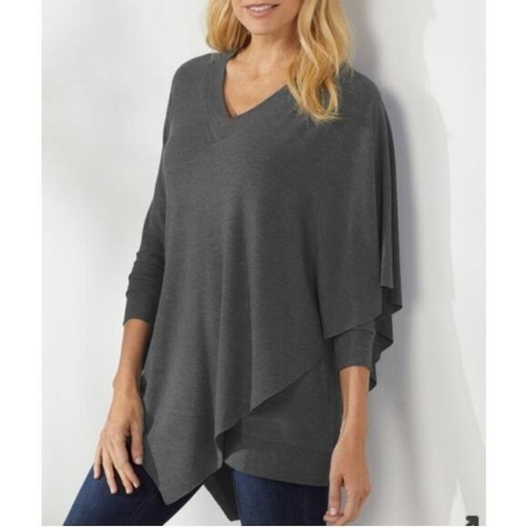 Soft Surroundings Madeline Tunic Gray Asymmetrical Soft Drape Womens Size Medium - Picture 1 of 9